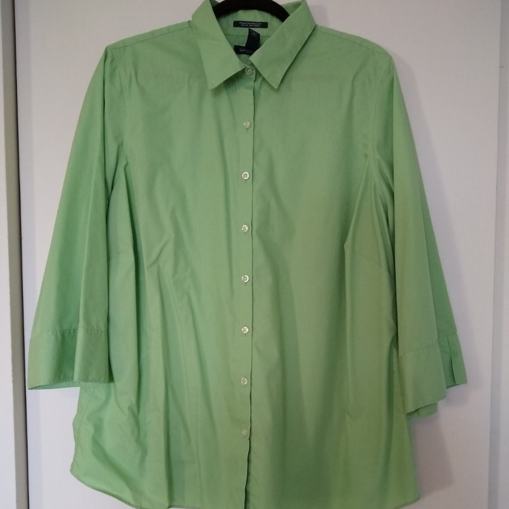 20W Land's End Wrinkle-Free Broadcloth Emerald Green Shirt